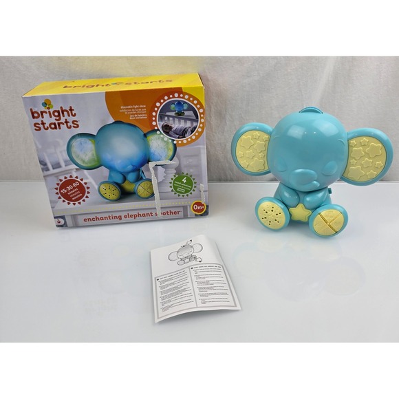 Bright Starts Enchanting Elephant Blue Baby Soother Light Show Music Sounds Toy - Picture 1 of 5